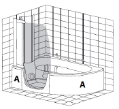 visoin 3D baignoire à porte avec seuil