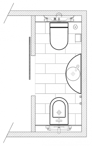 Plan de salle de bains avec WC