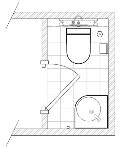 Plan de salle de bains avec WC