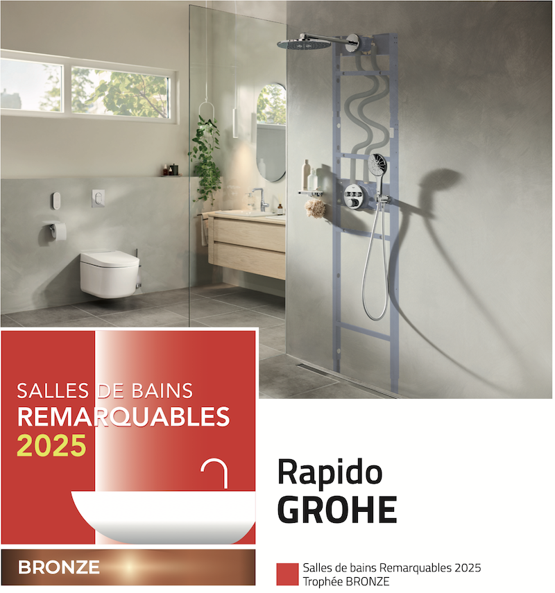 Le bâti douche Rapido de Grohe, récompensé aux Salles de bains Remarquables 2025