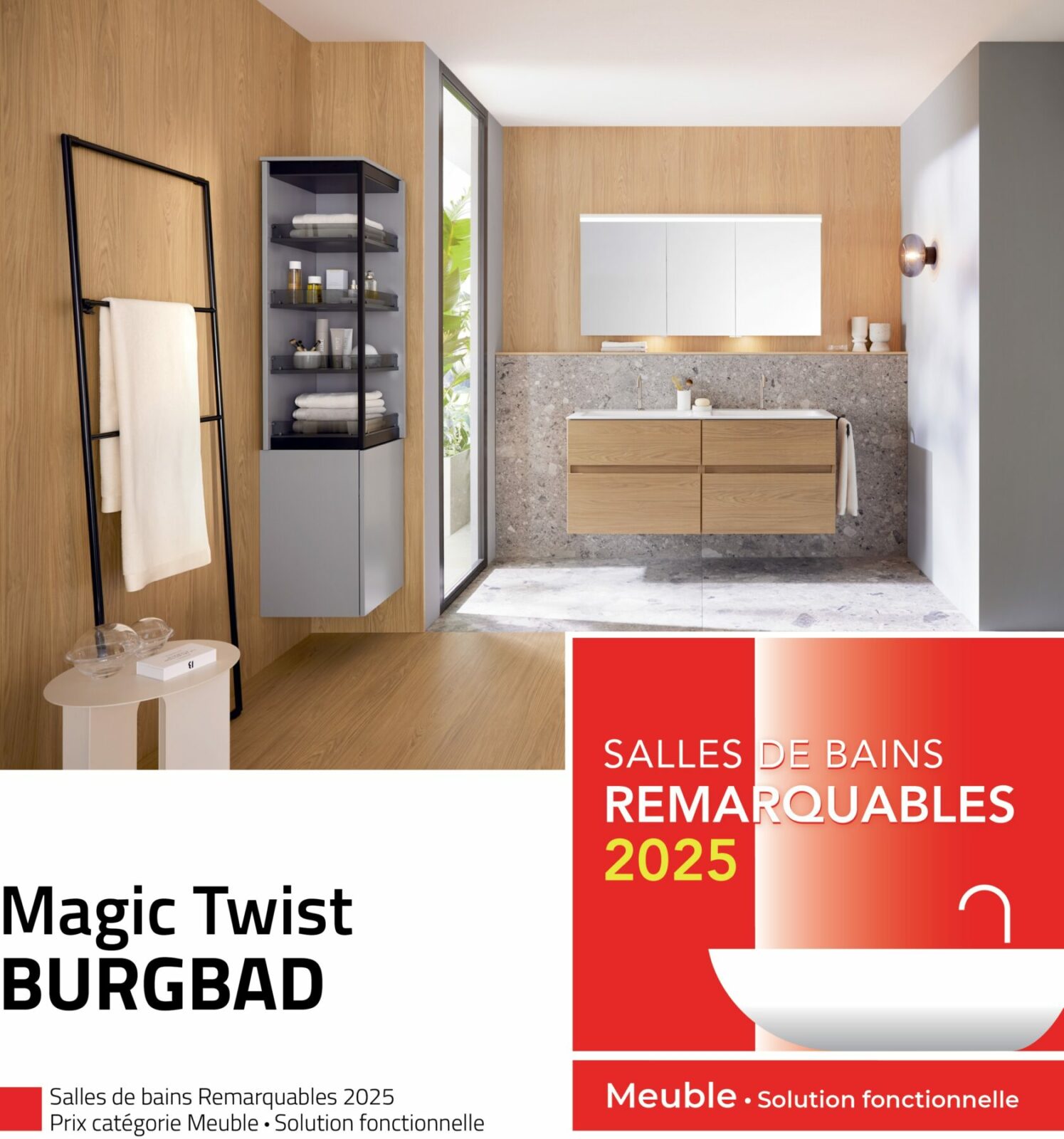 colonne Magic Twist de Burgbad, lauréat des Salles de bain Remarquables 2025
