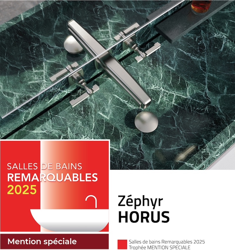 Le mélangeur trois trous Zéphyr de Horus, lauréat des Salles de bains Remarquables 2025