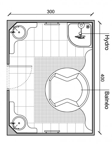 Plan de grande salle de bains
