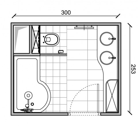 Plan de salle de bains taille moyenne