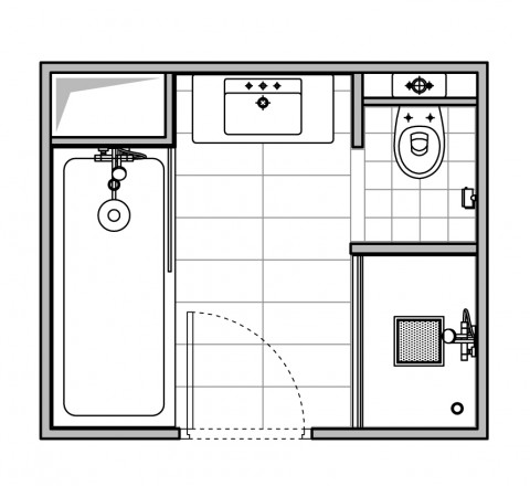 Plan de salle de bains taille moyenne