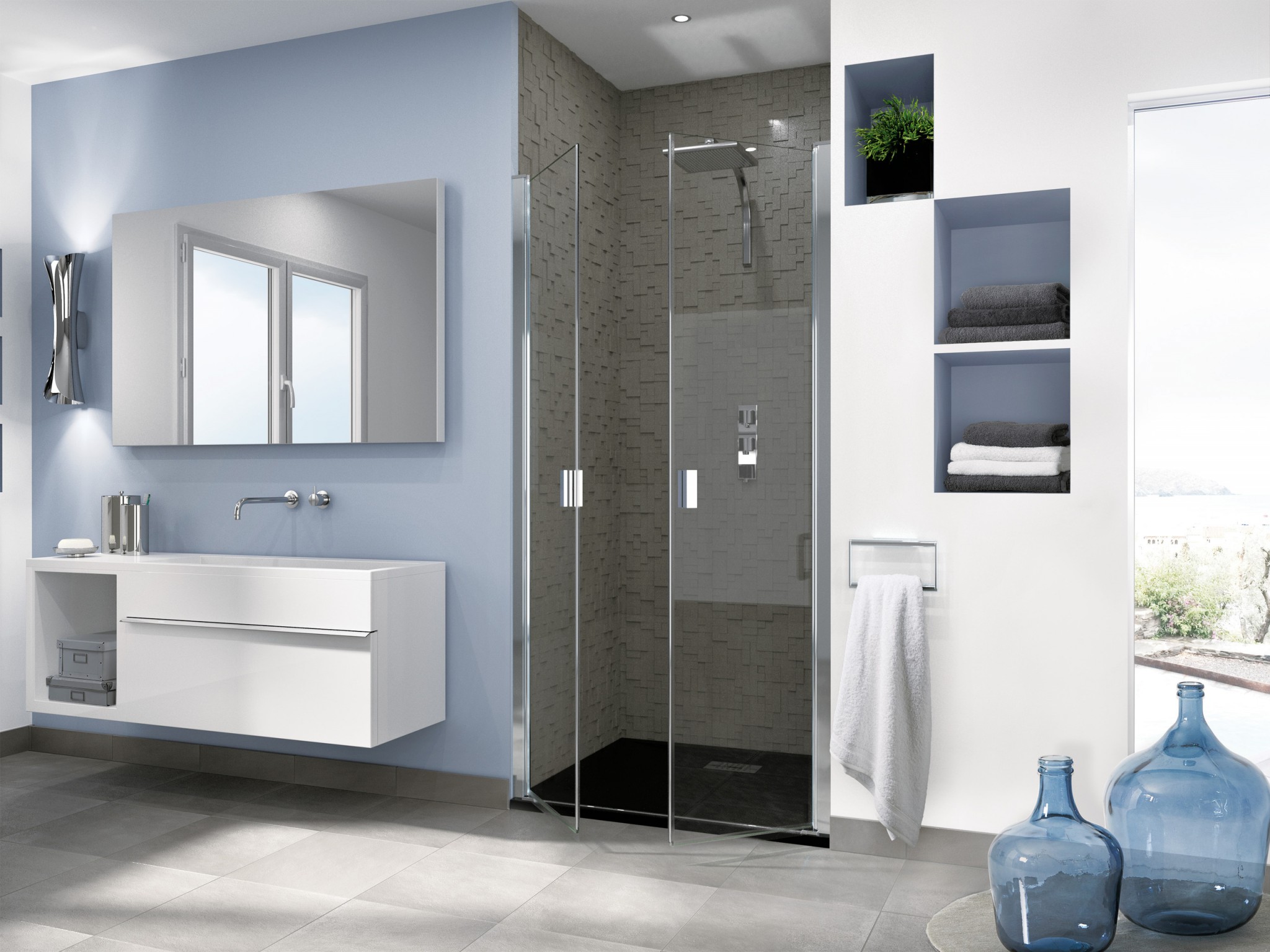 Fiche produit : Parois de douche à porte battante | salledebains.fr