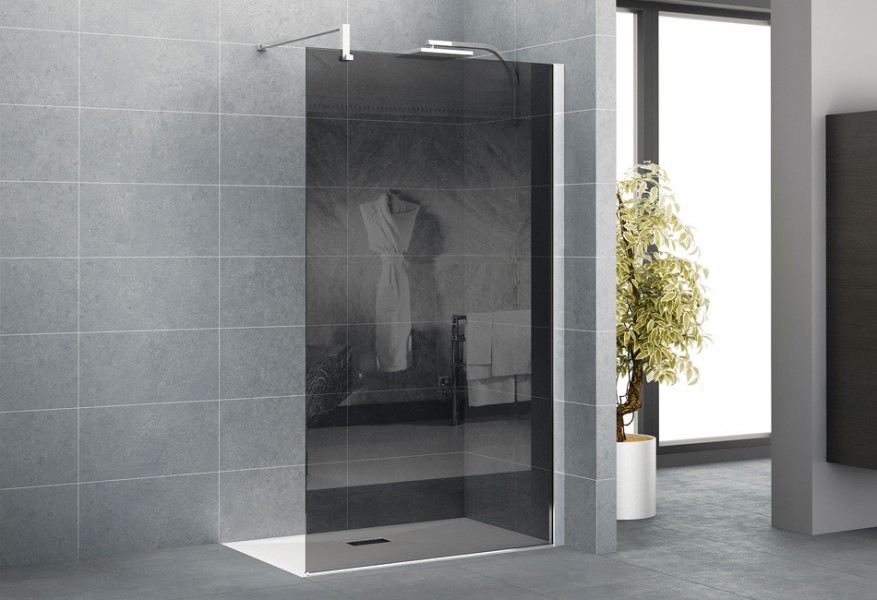 Paroi de douche écran fixe pour douche ouverte EXCLUSIVE SOLO de Kinedo salle de bains