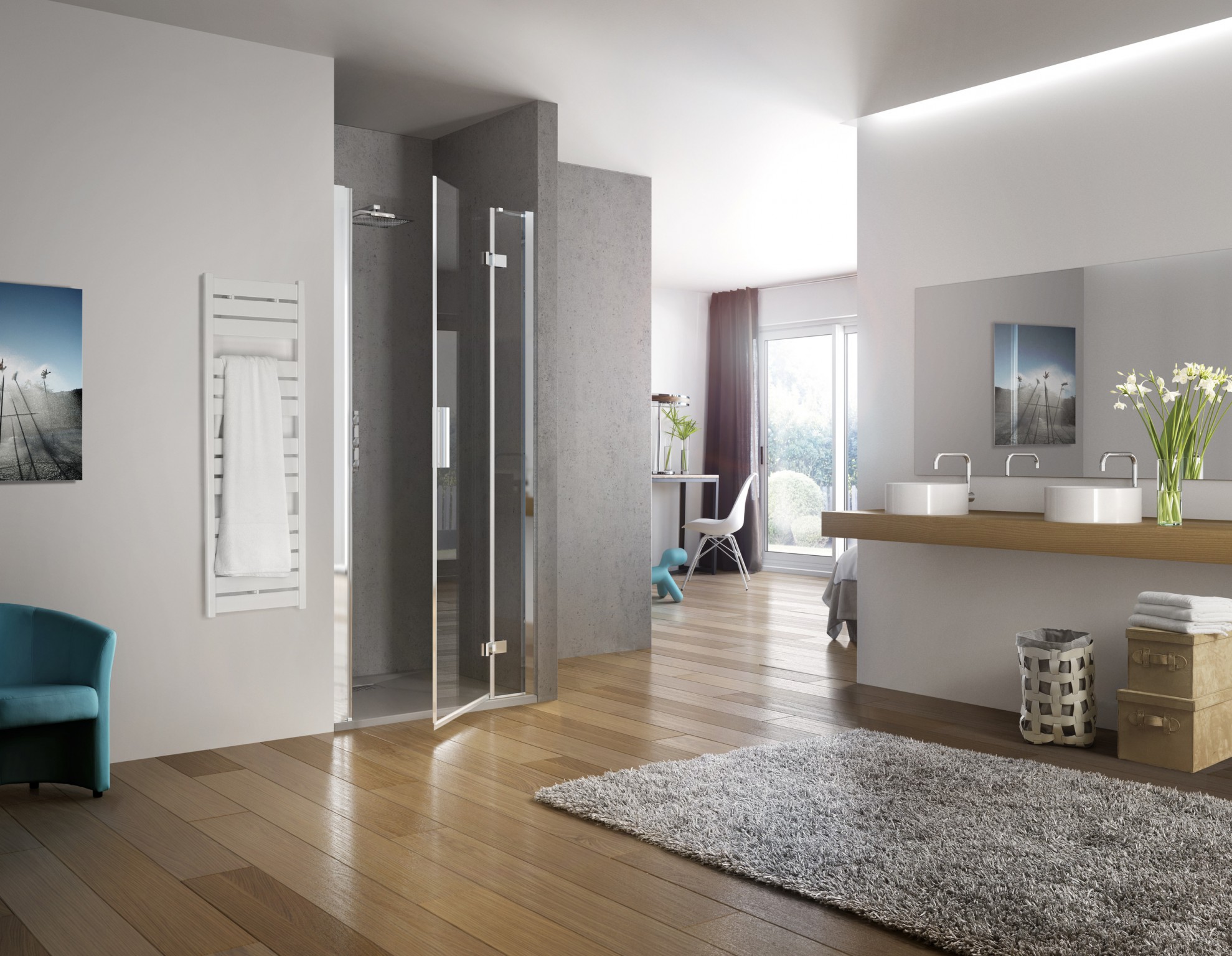 Fiche produit Parois de douche à porte pivotante salledebains.fr