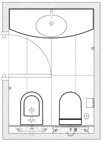 Plan de salle de bains avec WC