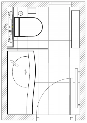 Plan de salle de bains avec WC