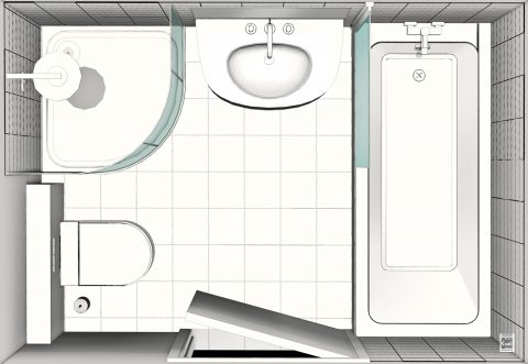 Plan de salle de bains taille moyenne