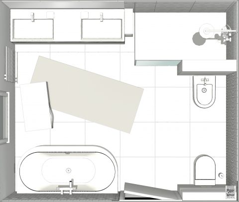 Plan de grande salle de bains