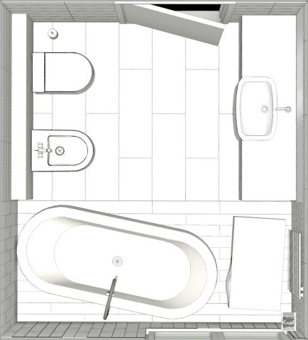 Plan de grande salle de bains