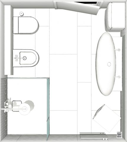 Plan de grande salle de bains