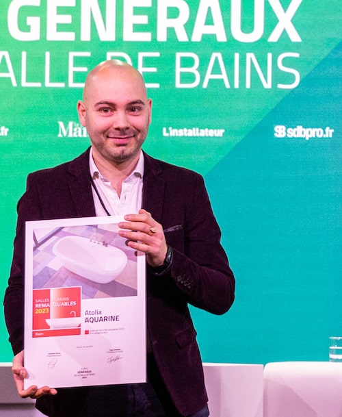 Pierre Rouy, Aquarine/allibert, recevant le prix du Palmarès des Salles de bains Remarquables